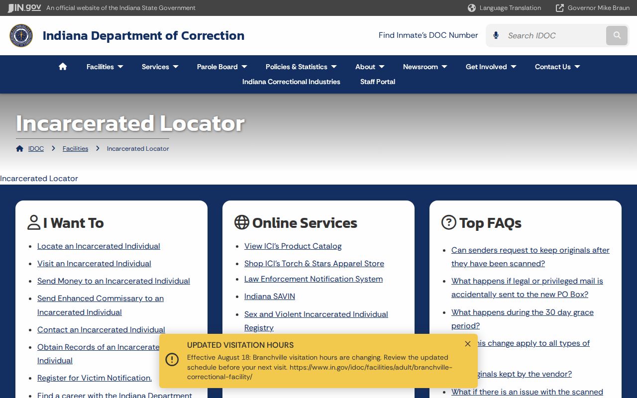Indiana incarcerated locator for a limited Avon resident lookup