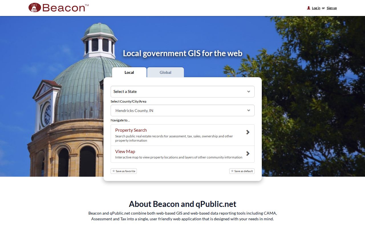 Hendricks County Beacon parcel viewer for an Avon street search