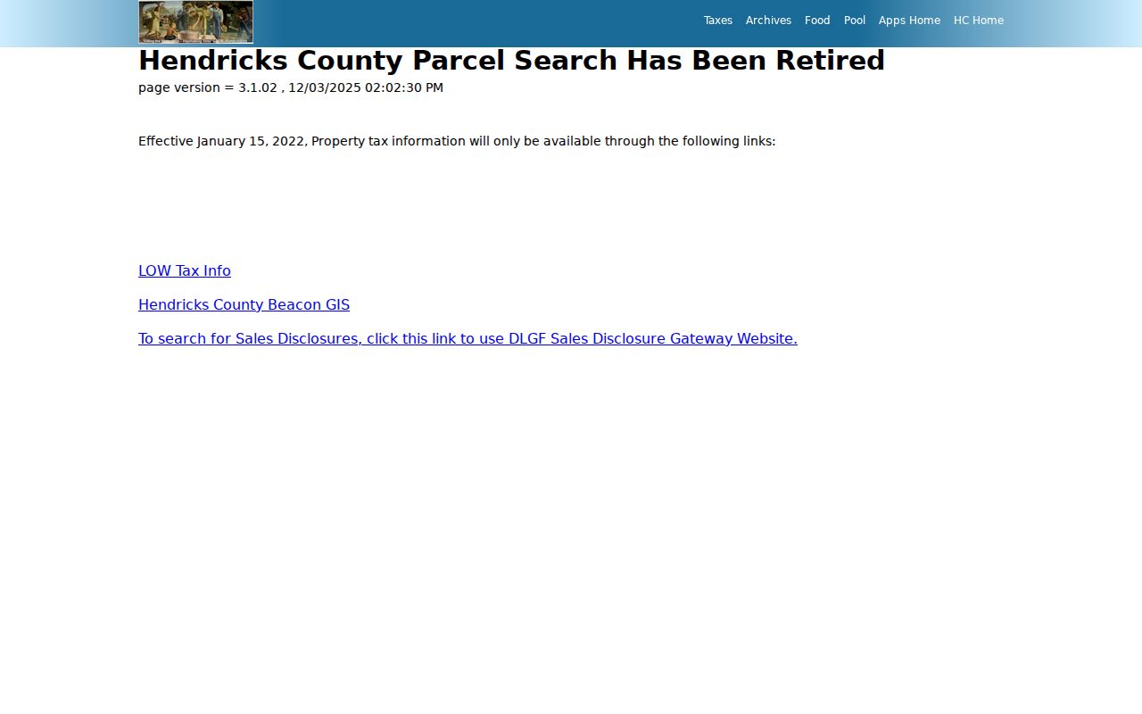 Hendricks parcel search guidance for Avon ZIP code checks