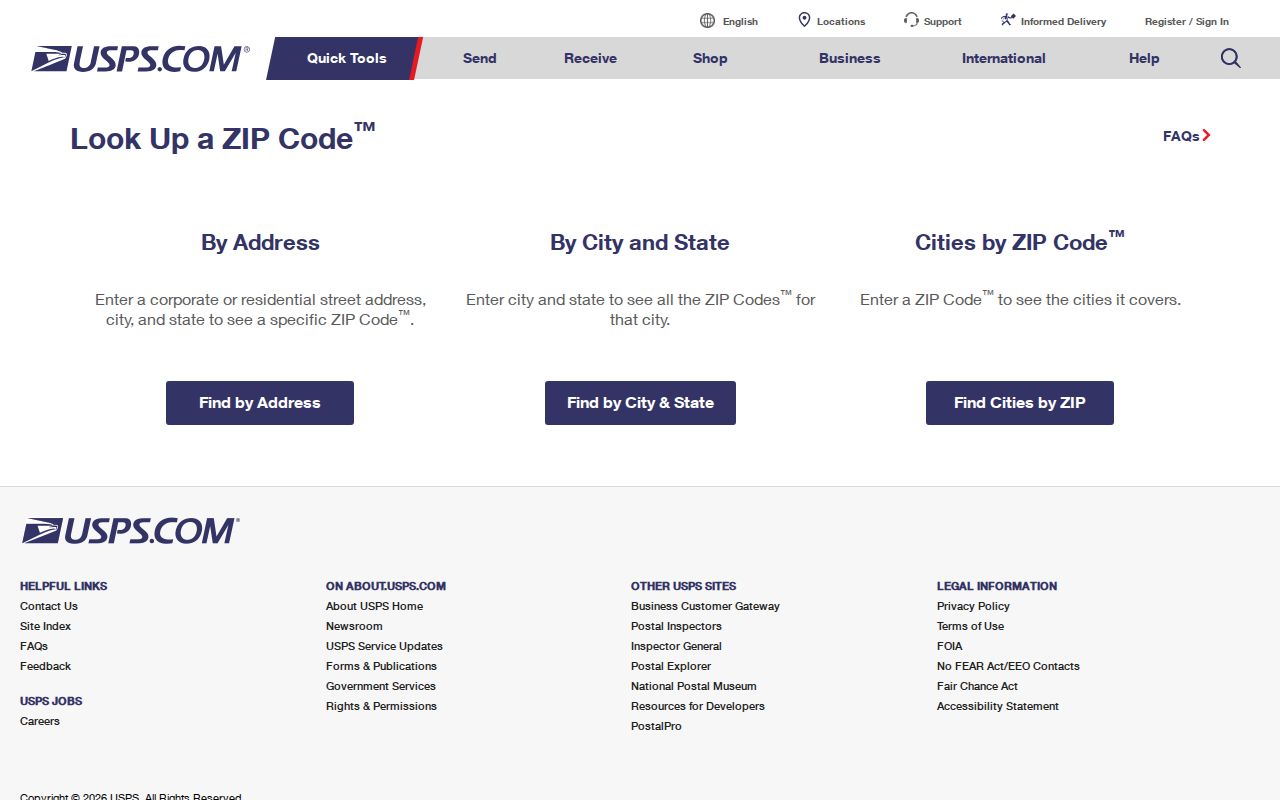USPS lookup used to verify an Avon ZIP code